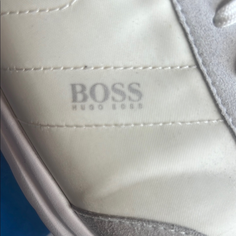 Hugo Boss White & Light Gray Men's Low-Top Sneakers